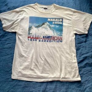 Vintage 90s White and Blue Graphic Short Sleeve Tee